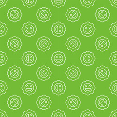 Poster - Simple Flower in a Hippie style vector green thin line seamless pattern