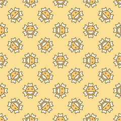 Poster - Smiling Beautiful Flower in Groovy style vector minimalist colored seamless pattern