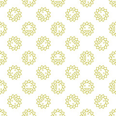 Poster - Smiling Flower vector Groovy Style linear seamless pattern