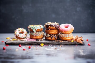 Sticker - assortment of chocolate donuts on slate