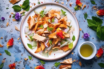 Poster - close-up of fattoush ingredients arranged separately