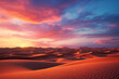 Generative AI Image of Dunes in the Desert with Clouds in Sky at Sunrise