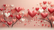© ShkYo30 - Valentine day background of stylized trees with many very chubby pink and red hearts as leafs with a soft pastel pink gradient