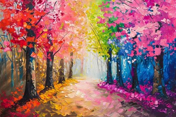 Poster - Oil painting spring background