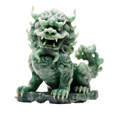 Fototapeta Konie - Chinese lion carved with jade blocks on transparent background PNG. Chinese lucky animal concept.