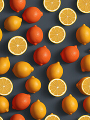 Wall Mural - Vibrant Pop Illustration - Tangy Lemons on a Sunny Yellow-to-Orange Gradient Gen AI