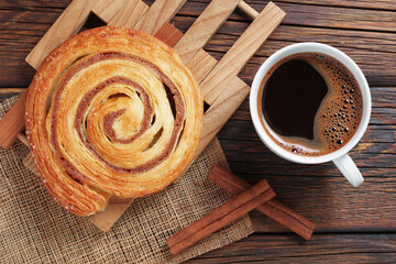 Wall Mural - Coffee and cinnamon roll