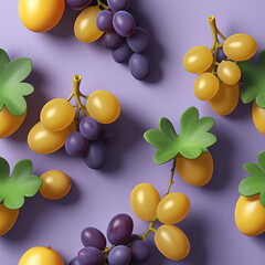 Wall Mural - Flat Pop Illustration of Succulent Grapes on a Gradient Background Gen AI