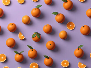 Wall Mural - Flat Pop Illustration of Tangy Tangerines on Citrus Gradient Background Gen AI