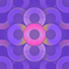 Aufkleber - Purple background with a large pink circle surrounded by smaller circles of different sizes. 3d rendering illustration