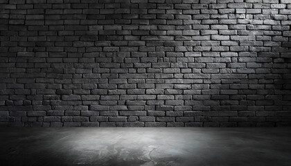 Aufkleber - Dark studio room background, interior texture for display products. Brick wall and black cement