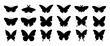 © Foxy Fox - Butterfly silhouettes. Cute butterfly stencils summer insects with wings, flying butterflies. Winged exotic various moth decorative simple vector isolated set