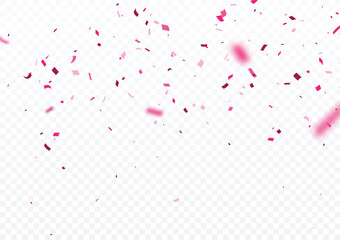 Poster - Pink confetti, celebrations banner, isolated on transparent background