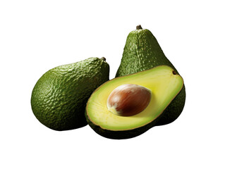 Poster - Sliced avocado with its stone on a transparent background.