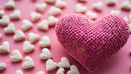 Wall Mural - selective focus shot of a wide pink heart set against a pink background in a romantic setting