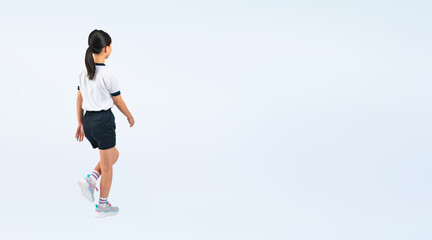 Aufkleber - 歩く体操服を着た女の子の後ろ姿（切り抜き背景透過PNGも販売しております。作成者リンクから「PNG」で検索してください）