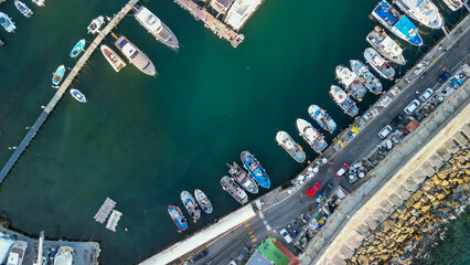 Sticker - Sanremo, Italy. Aerial view of city port and skyline