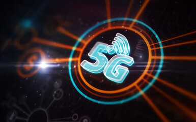 Wall Mural - 5G mobile network technology symbol digital concept 3d illustration