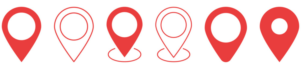 Red map pin icons. Symbol for website design, logo, app, UI. Vector illustration, EPS10