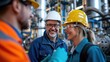 © hakule - engineer team talking smile on gas power plant background