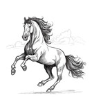 Fototapeta Konie - black outline vector Horse isolated on a white background. Horse Illustration 