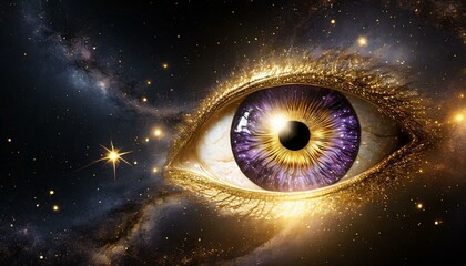 Wall Mural - Eye with galaxy in the iris and universe in the background