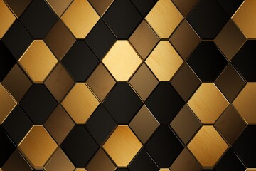 Wall Mural -  a black and gold abstract background with squares and rectangles in the middle of the image and a black background with gold squares and rectangles in the middle.