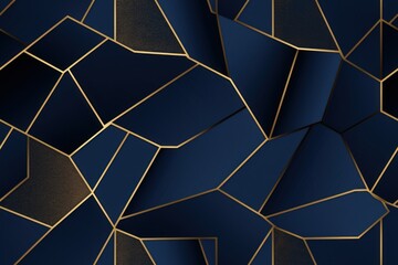 Wall Mural -  a dark blue and gold background with a pattern of small squares and rectangles on top of each other.
