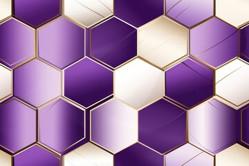 Wall Mural -  a purple and white hexagonal pattern with a gold stripe on the bottom of the hexagonal pattern.