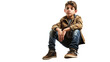 © Khaqan - Youngster Seated on USA Steps on a transparent background, Generative Ai