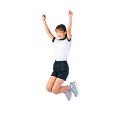 Aufkleber - ジャンプする体操服を着た女の子　手作業で精密に切り抜いた背景透過写真PNG