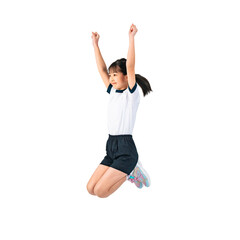 Aufkleber - ジャンプする体操服を着た女の子　手作業で精密に切り抜いた背景透過写真PNG