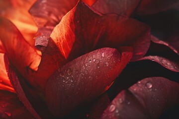 Wall Mural - A close up of a red flower with water droplets. Perfect for nature or floral themed designs