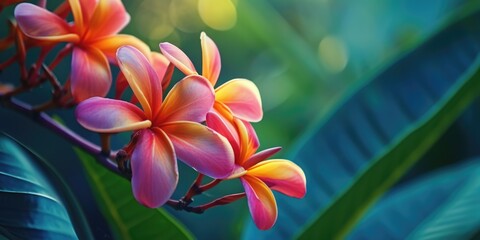 Poster - A close-up view of a bunch of flowers growing on a tree. This vibrant image captures the beauty of nature. Perfect for any project needing a touch of nature and color