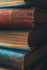 Poster - A stack of books sitting on top of each other. Perfect for educational and literary concepts