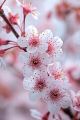 Poster - A close-up view of a bunch of flowers on a tree. Can be used to add a touch of nature and beauty to any project