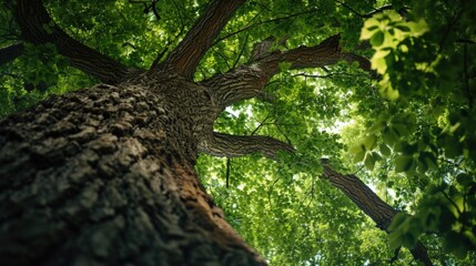 Aufkleber - A large tree standing in the middle of a dense forest. Perfect for nature and landscape themes