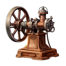 Vintage Water Pump Isolated On Transparent Background.