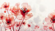 Floral background with red transparent x-ray flowers