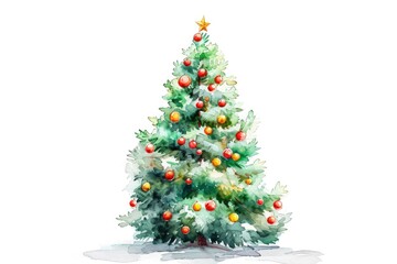 Aufkleber - A beautiful watercolor painting of a Christmas tree. Perfect for holiday-themed designs and decorations