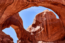 Arch With Blue Sky And Orange Sandstone, Archs National Park, Moab, Utah