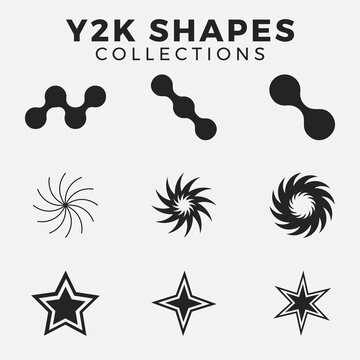 All pro vector y2k style in Retro futuristic y2k shapes elements. Abstract graphic geometric symbols and objects in y2k style 