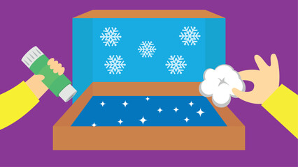 Poster - An application from a box of snowflakes. Vector illustration in flat style