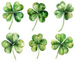 Set of clovers isolated on transparent background.