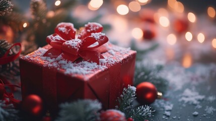 Poster - Red Present on Snowy Ground