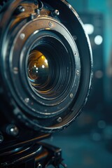 Poster - A close-up shot of a camera lens with a blurry background. This image can be used to depict photography, technology, or creativity