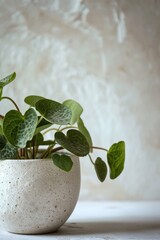 Poster - A potted plant placed on a table. Can be used to add a touch of nature to interior designs