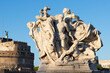 ROME, ITALY - SEPTEMBER 1, 2021: The sculpture The Fidelity to the Statute marble on the Ponte Vittorio Emanuele II bridge by Giuseppe Romagnoli (1910).