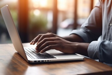 African american man hands typing on the keyboard.