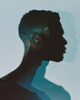 © ADDICTIVE STOCK - Silhouette of a Man in Blue Duotone. Generative AI image